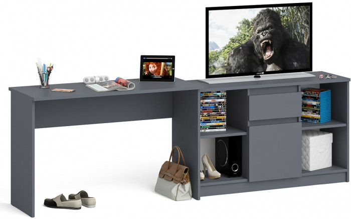 Мори письменный стол МСП1200.1 + Тумба МТВ1204.1, графит