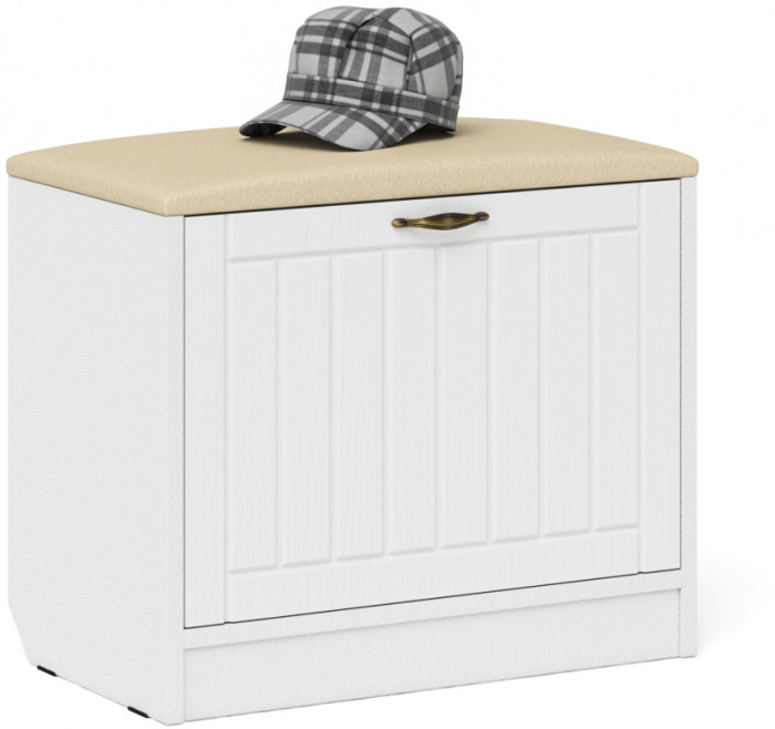 Прихожая П-6 Компоновка № 20, белая шагрень/фасады МДФ белое дерево фрезеровка прованс