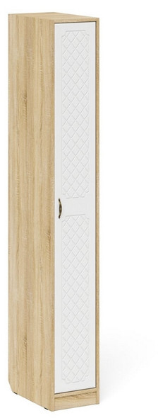 Прихожая П-6-500 Пенал, дуб сонома/фасады МДФ белое дерево фрезеровка ромб