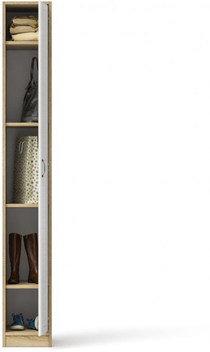 Прихожая П-6-500 Пенал, дуб сонома/фасады МДФ белое дерево фрезеровка ромб