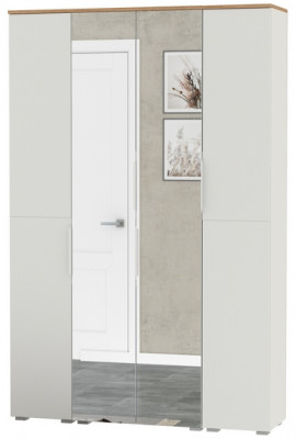 Октава Набор шкафов 01, цвет белый шагрень/дуб крафт золотой/фасады МДФ белый шагрень, ШхГхВ 128,8х35,3х197,6 см., универсальная сборка