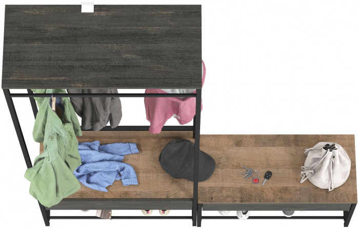 Трувор 15.120 Прихожая + 13.241.03 Тумба для обуви, дуб гранж песочный/интра