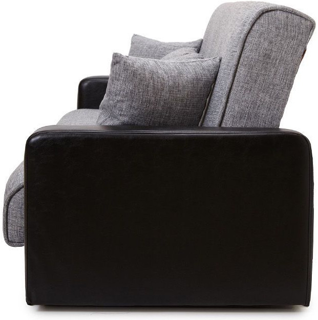 Диван-книжка Лондон, 140х190, велюр/экокожа серый/черный