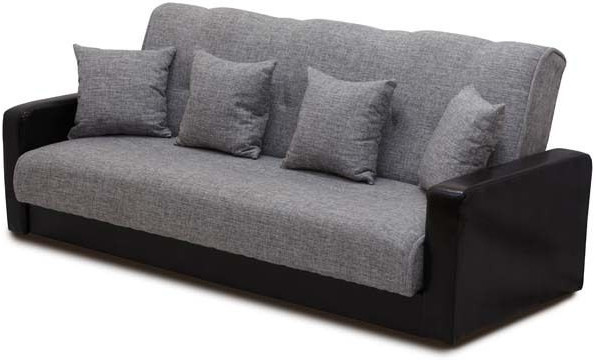 Диван-книжка Лондон, 140х190, велюр/экокожа серый/черный