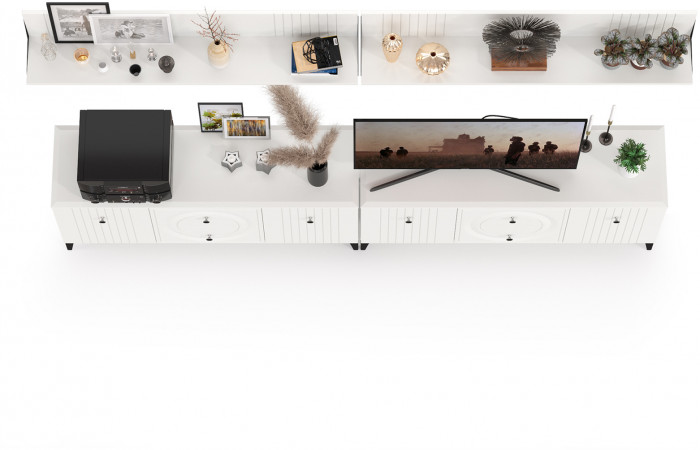 Валенсия Гостиная № 052, ЛДСП белый шагрень/МДФ белый шагрень