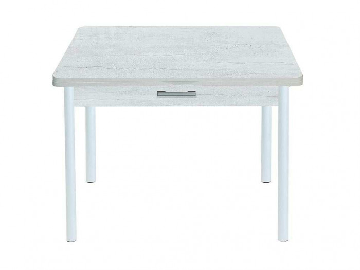 Симпл стол обеденный раскладной с ящиком / бетон белый/белый