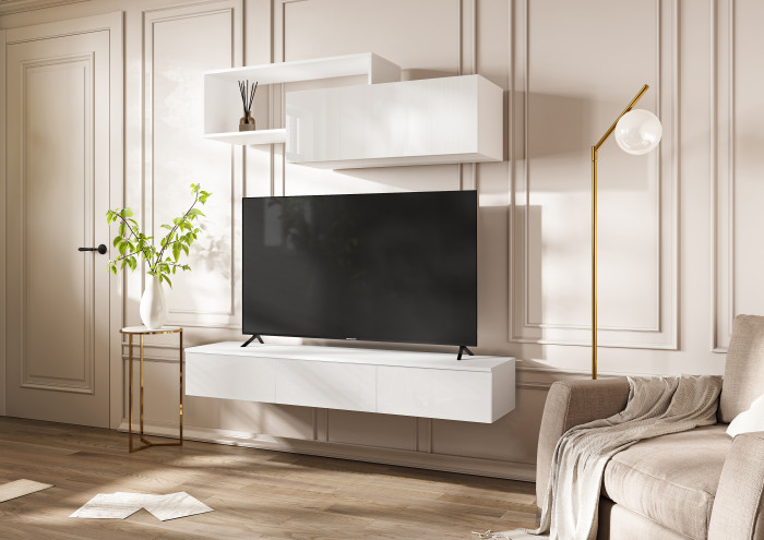 Норд Модульная Гостиная, вариант №2, Белый глянец/Белый