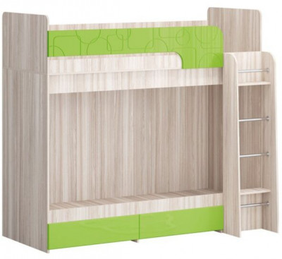Двухъярусная кровать Бемби МДФ NEW, ясень (Лайм глянец, Ясень шимо светлый)