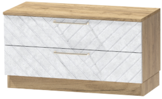 Тумба-5 прикроватная напольная "Иннэс-7", Крафт золотой/Бетон снежный