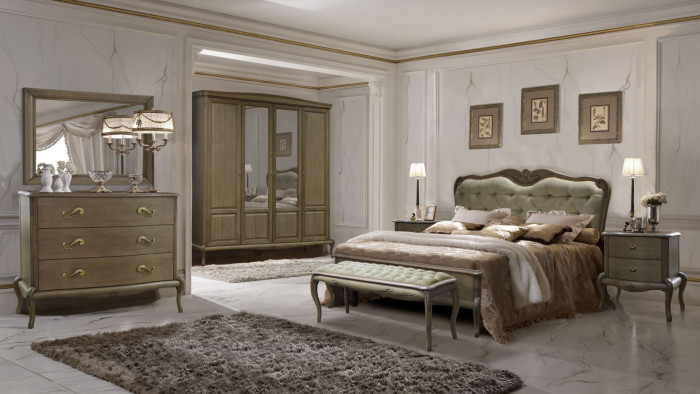 Кровать двуспальная 1,8 "Монако" - отделка Классик (лак)