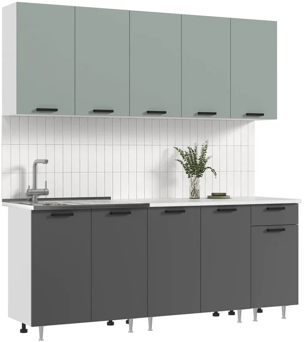 ЛДСП Кухня Рио NEW 2,0м сумеречный голубой/графит