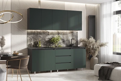 Кухня Челси 2,0м Компановка №2, Графит/Изумрудный (Кастилло темный)
