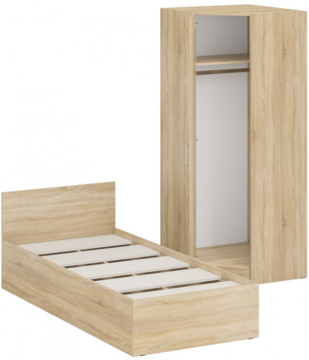 Кровать 0900 + угловой шкаф Стандарт, дуб сонома