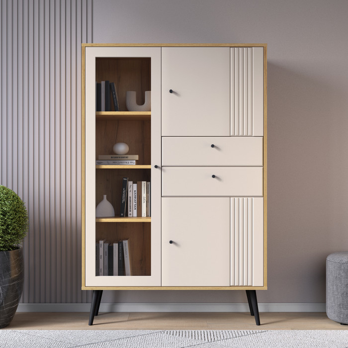 Шкаф низкий (1 стеклодверь) Вега Саксония