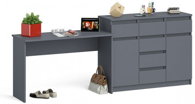 Мори письменный стол МСП1200.1 + Комод МК1200.4, графит