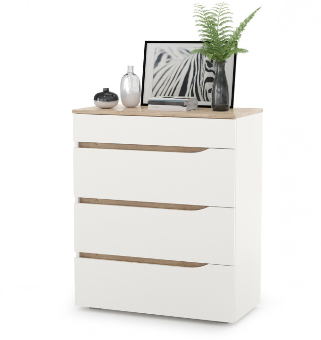 Муссон 13.198 Шкаф + 13.349 Стеллаж + 13.97 Комод + Зеркало СВК, цвет белый/дуб эндгрейн элегантный, ШхГхВ 204,6х52,3х229,8 см., НЕ универс. сб.