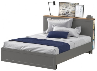 Остин 11.53 Кровать + ортопед, цвет серый графит/дуб крафт золотой, ШхГхВ 164,6х217,2х99,3 см., сп. м. 1600х2000 мм, б/м