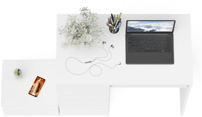 Мори компьютерный стол МС-6 левый + Тумба ТМП400.1, белый