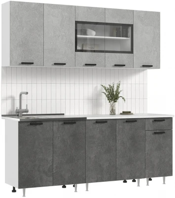 ЛДСП Кухня Рио NEW 2,0м бетон светлый/бетон темный