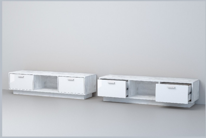 Эго Тумба Т-3 ПД (Глянец Белый/Бетон Светлый)