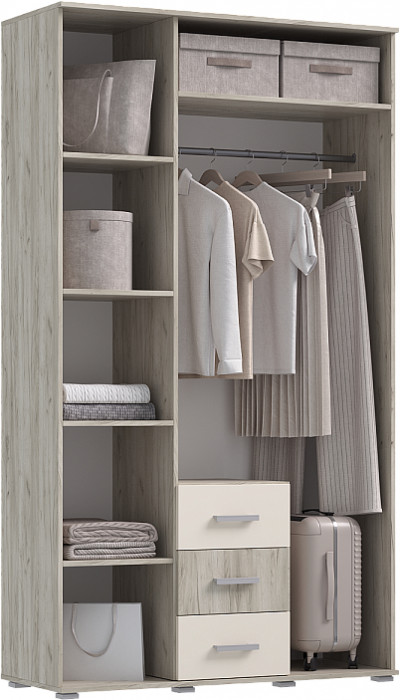 Шкаф 3-х створчатый Белла, Крафт серый/Кашемир