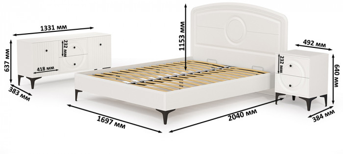 Валенсия Спальня № 39, ЛДСП белый шагрень/МДФ белый шагрень