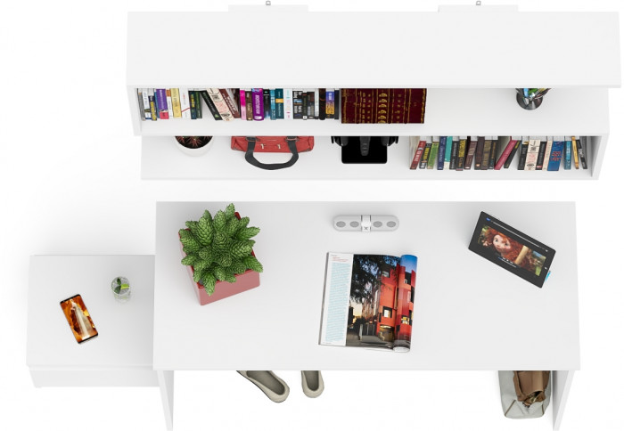 Мори письменный стол МСП1200.1 + Тумба ТМП400.1 + Полка 1200, белый