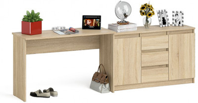 Мори Стол письменный МСП1200.1 + Комод МК1200.3, цвет дуб сонома, ШхГхВ 240,8х50х76,6 см., универсальная сборка