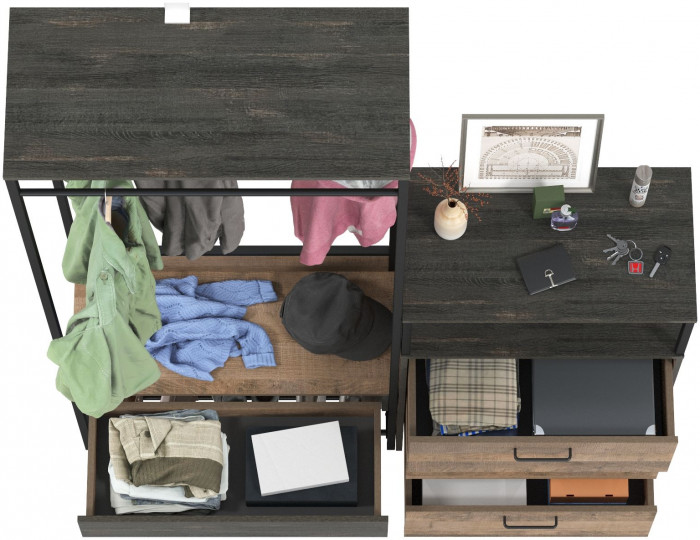 Трувор 15.120 Прихожая + 13.307.02 Комод с ящиками, дуб гранж песочный/интра