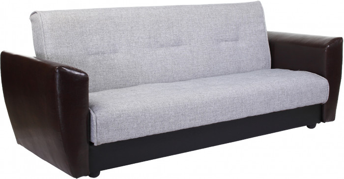 Диван-книжка Амстердам, 140х190, рогожка/экокожа, серый