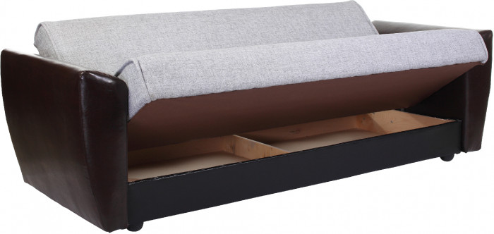 Диван-книжка Амстердам, 140х190, рогожка/экокожа, серый