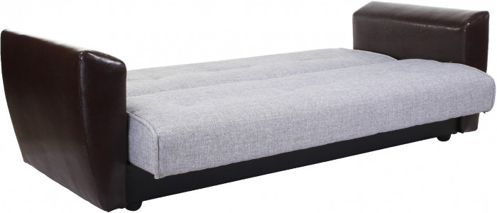 Диван-книжка Амстердам, 140х190, рогожка/экокожа, серый