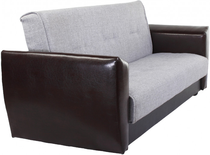 Диван-книжка Амстердам, 140х190, рогожка/экокожа, серый