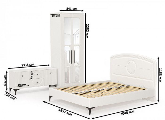 Валенсия Спальня № 41, ЛДСП белый шагрень/МДФ белый шагрень