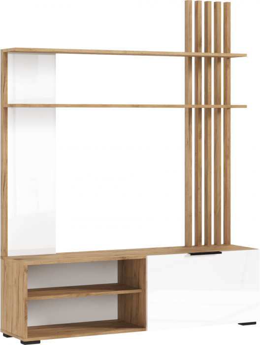 Роджинамиф Гостиная (Белый глянец, Дуб Крафт Золотой)