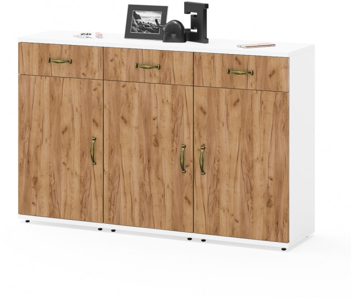 Лидер-8 Тумба МД 3.15 3 шт., белый шагрень/крафт золото