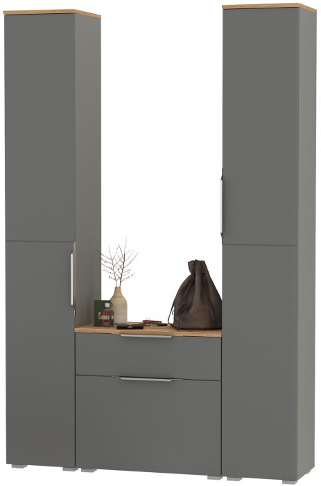 Октава Прихожая 17, серый графит/дуб крафт золотой/фасады МДФ серый графит