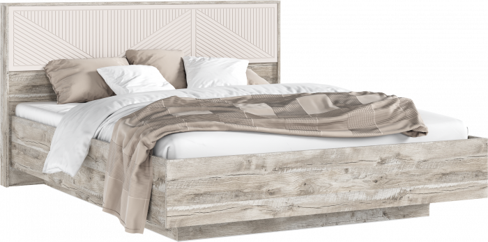 Сильвия Кровать парящая 1,6м с ПМ с подсветкой Кашемир/Дуб Юкон, Дуб Юкон