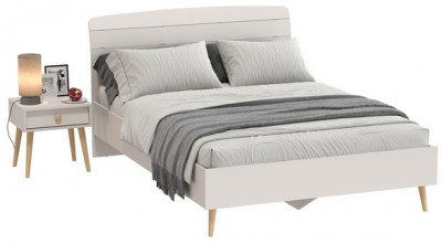 Афина Спальня Кровать 1400 + Тумба прикроватная, кашемир серый