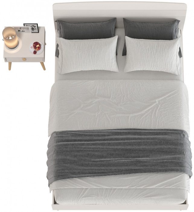 Афина Спальня Кровать 1400 + Тумба прикроватная, кашемир серый