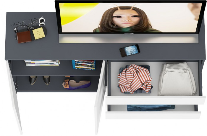 Мори Комод МК1600.1, графит/белый