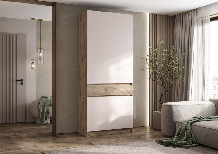 Роджинамиф Шкаф 2-х створчатый, Крафт серый/Кашемир