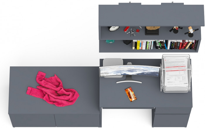 Мори компьютерный стол МС-1 правый + Тумба МА900.1 + Полка 900, графит