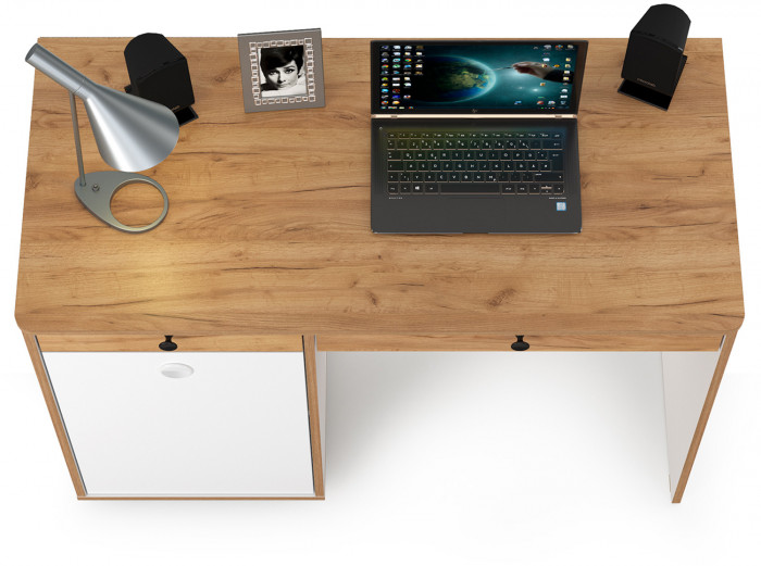 Вуди 12.42 письменный стол, белый премиум/дуб крафт золотой