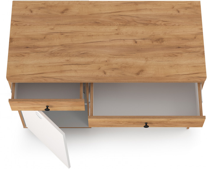 Вуди 12.42 письменный стол, белый премиум/дуб крафт золотой