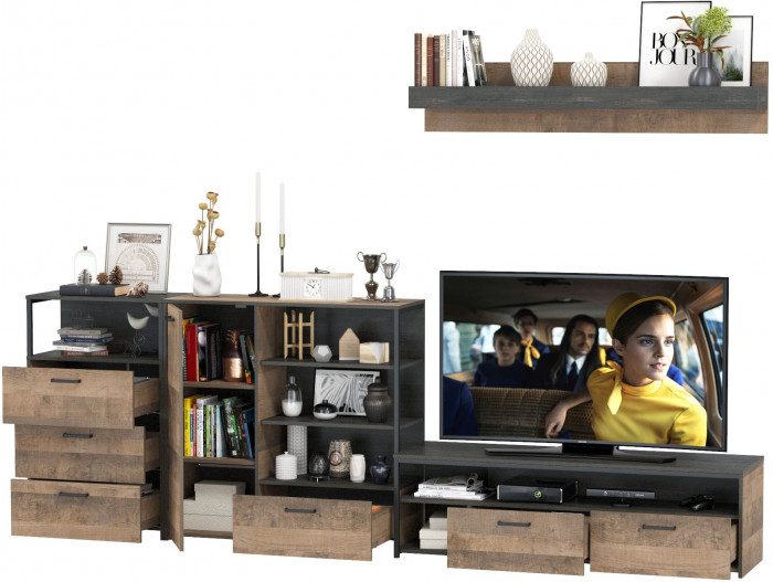 Трувор Гостиная 012, дуб гранж песочный/интра