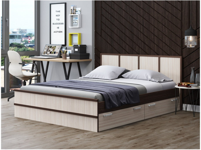 Карина-3 Кровать 140 (Венге / Ясень шимо светлый)