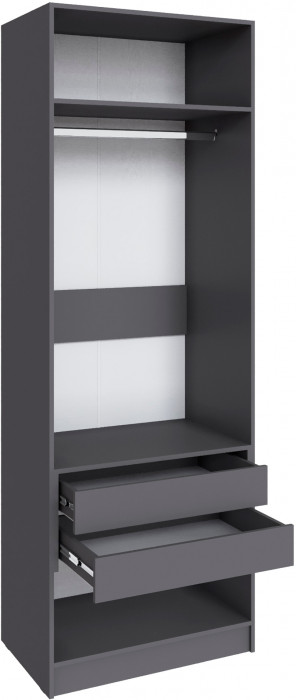 Шкаф Мадрид (0,8) с 2 ящ. внутри с зеркалом, Графит серый