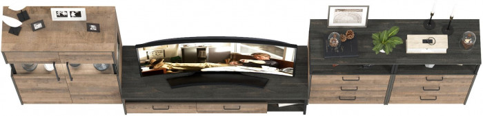 Трувор Гостиная 110, цвет дуб гранж песочный/интра, ШхГхВ 367,6х45,4х135,3 см., универсальная сборка