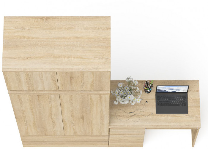 Мори компьютерный стол МС-6 левый + Шкаф МШ900.1 + Антресоль МА900.1, дуб сонома